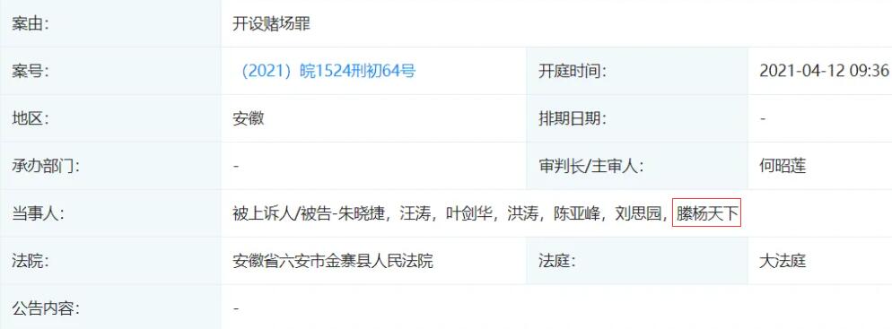 腾杨天下开设赌场