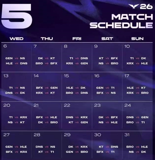 LCK2026第二赛段赛程